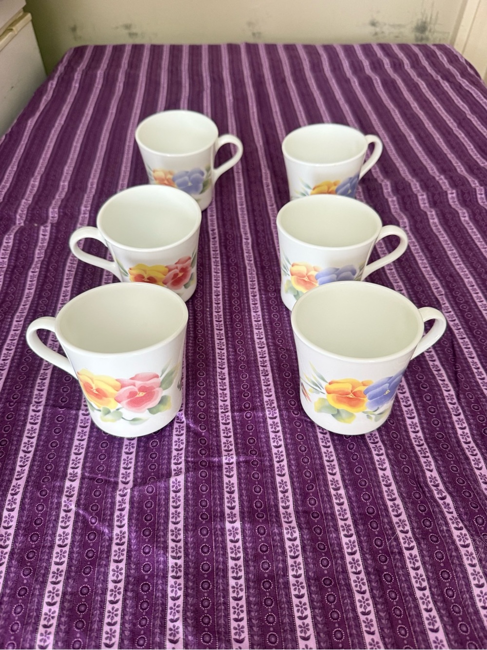 Corningware summer blush pansies mugs set of 6